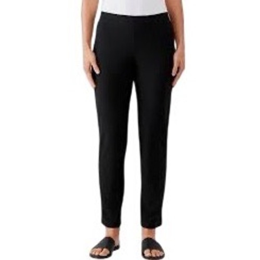 NWT Eileen Fisher Women's Washable Stretch Crepe Slim Ankle Pants Black Size 1X